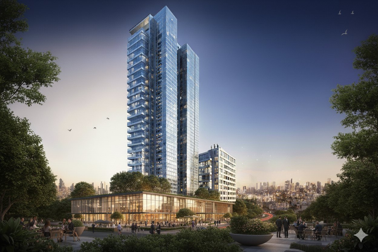 הדמיה של המגדל המתוכנן בהתחדשות מתחם התומר-סוקולוב, חולון