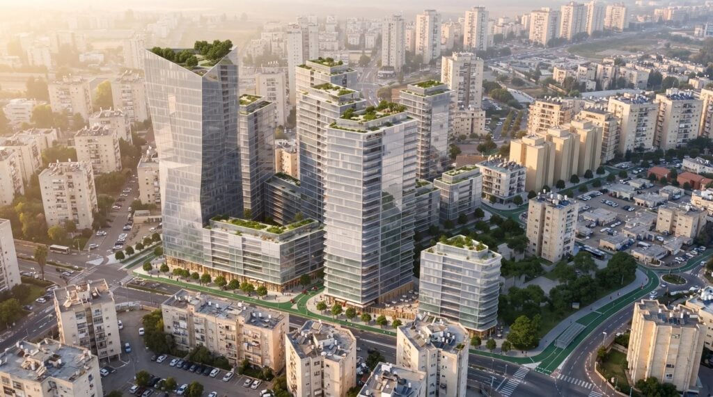 הדמיה של השכונה המתוכננת במתחם אילת, גבעת הזיתים, לוד
